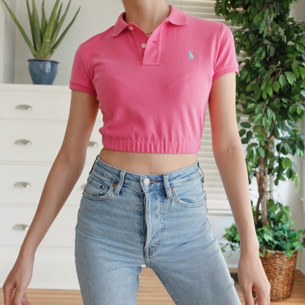 Reworked vintage Ralph Lauren polo shirt crop top
